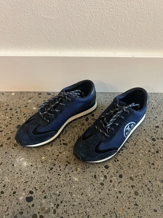 Tory Burch Navy Suede Sneakers - Picture 2 of 3